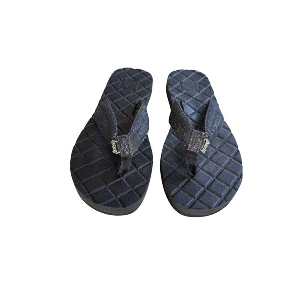 Reef Womens Black Glitter Quilted Footbed Flip Flop Sandals Size 9 - Picture 4 of 5